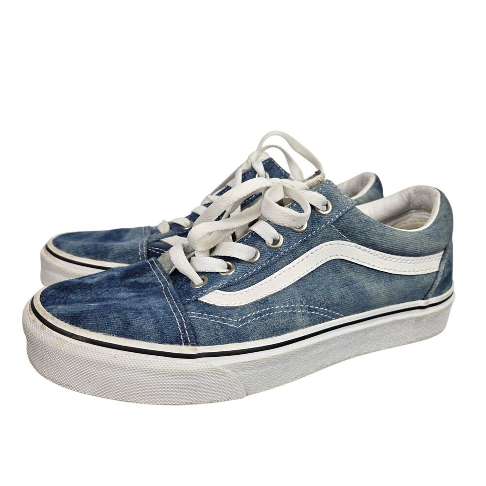 Vans Old Skool Acid Denim Skate Shoes Sneakers W 7.5 M 6 Blue White